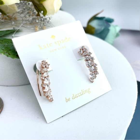 Kate Spade “Sale The Date “Rose Gold Plated Pave Crystals Pin Earrings - Picture 3 of 4